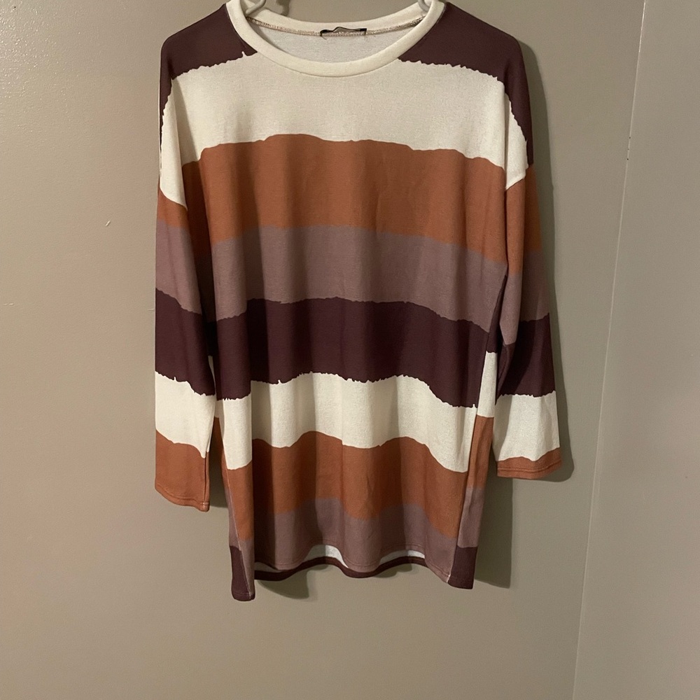 Striped Women's Sweater - Brown, Cream, Tan